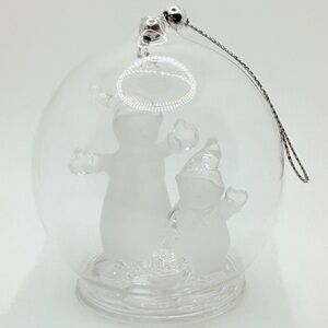 Frosted Glass Snowmen Inside Glass Christmas Tree Ornament‎